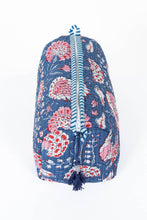 Load image into Gallery viewer, Blue Floral print Quilted Cotton Toiletry Bag Set~ coming soon!
