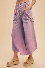 Load image into Gallery viewer, Mineral Washed Fray Hem Linen Cotton Wide Pants
