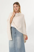 Load image into Gallery viewer, Cowl Neck Knit Poncho Wrap Shawl Women Asymmetrical Cape
