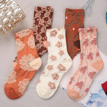 Load image into Gallery viewer, Orange Petal Embossed Women&#39;s Socks
