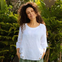 Load image into Gallery viewer, Saga Linen Button Hem Top
