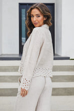 Load image into Gallery viewer, Adrienne Linen Embroidery Jacket in Sand
