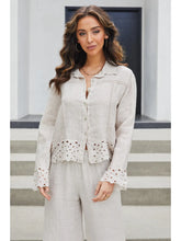 Load image into Gallery viewer, Adrienne Linen Embroidery Jacket in Sand
