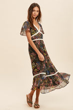 Load image into Gallery viewer, Keelie Black Chiffon Midi Dress

