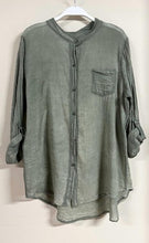 Load image into Gallery viewer, Henley Sheer One Pocket Blouse
