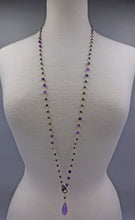 Load image into Gallery viewer, Necklace Length: 38&quot; long. Major beads: 1.Genuine amethyst tear drop pendant. 2.Amethyst faceted. 

