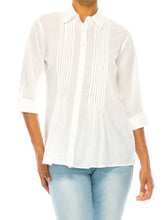Load image into Gallery viewer, Keaton White Shirt with Lace Inserts and Pin Tucks
